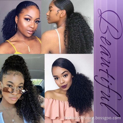 8a grade deep wave 30 inch Wholesale price Human Hair ponytail Cuticle Aligned Hair Free Sample Silky Brazilian Hair ponytail